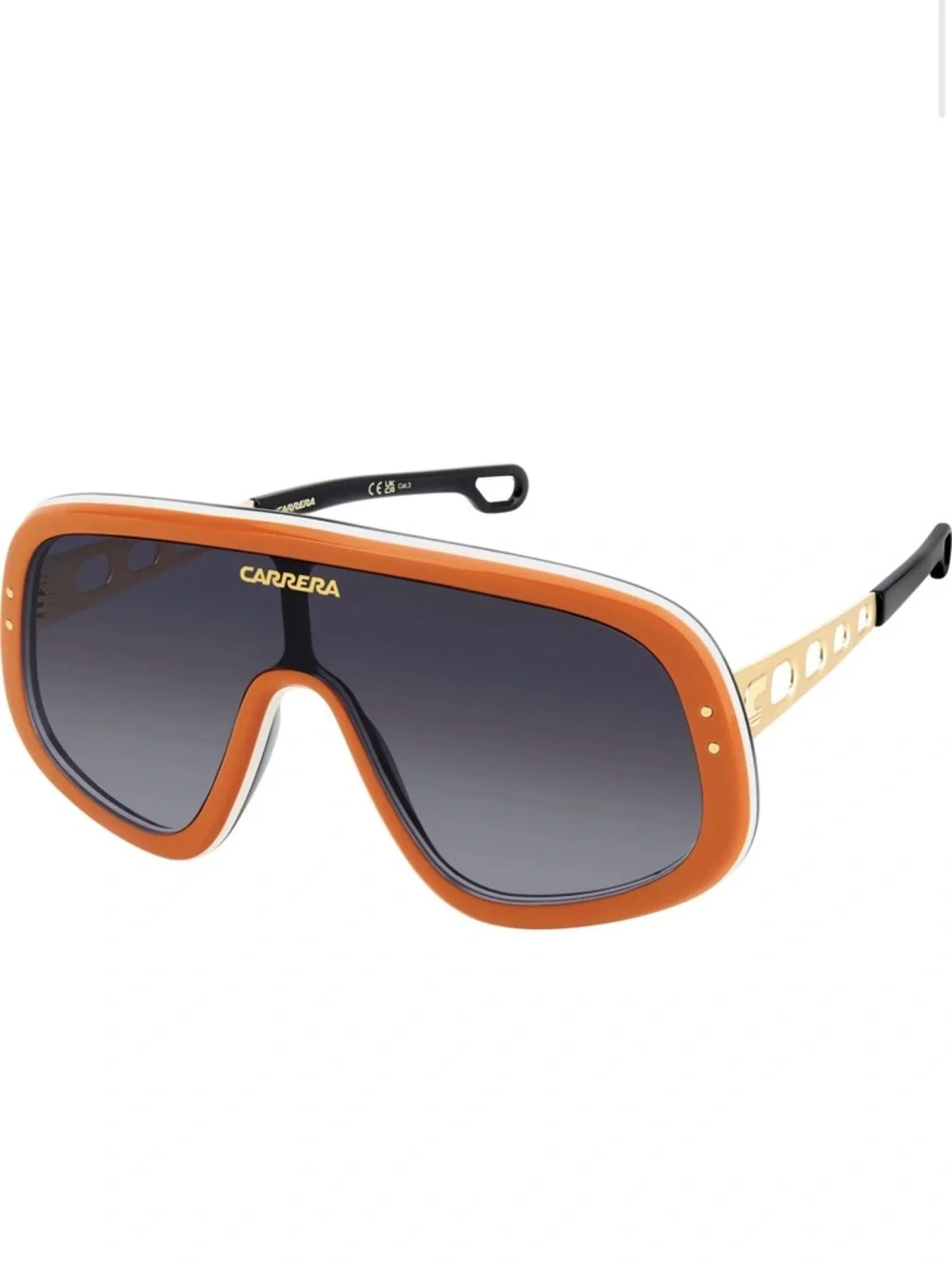 New Carrera Flaglab 17 C3E9O Oversized Shield Sunglasses in Orange, Authentic - Picture 3 of 12
